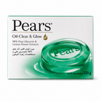 Pears Oil-Clear & Glow Bar Soap, 125 g, 98% Pure Glycerin with Lemon Flower Extracts, Transparent Green Soap Bar