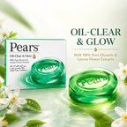 Pears Oil-Clear & Glow Bar Soap, 125 g, 98% Pure Glycerin with Lemon Flower Extracts, Transparent Green Soap Bar