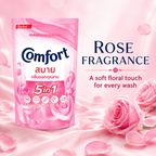 Comfort 5 in 1 Concentrated Fabric Conditioner, Blue Floral & Pink Rose Fragrance 500ml Laundry Softener for Clothes, 1 Pouch
