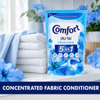 Comfort 5 in 1 Concentrated Fabric Conditioner, Blue Floral & Pink Rose Fragrance 500ml Laundry Softener for Clothes, 1 Pouch