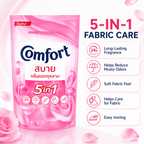 Comfort 5 in 1 Concentrated Fabric Conditioner, Blue Floral & Pink Rose Fragrance 500ml Laundry Softener for Clothes, 1 Pouch