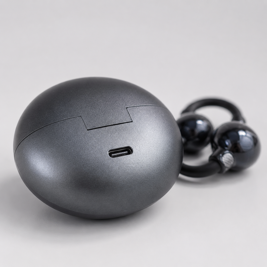 Q71 Open-Ear Wireless Earbuds with LED Charging Case, Bluetooth 6.0, Type-C Charging, Black