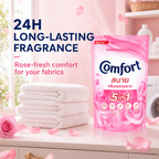 Comfort 5 in 1 Concentrated Fabric Conditioner, Blue Floral & Pink Rose Fragrance 500ml Laundry Softener for Clothes, 1 Pouch