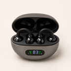 Q71 Open-Ear Wireless Earbuds with LED Charging Case, Bluetooth 6.0, Type-C Charging, Black