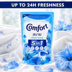 Comfort 5 in 1 Concentrated Fabric Conditioner, Blue Floral & Pink Rose Fragrance 500ml Laundry Softener for Clothes, 1 Pouch