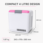 4L Portable Cooler & Warmer, DC/AC Mini Refrigerator for Car, Home and Office, 48W Cooling, 45W Heating