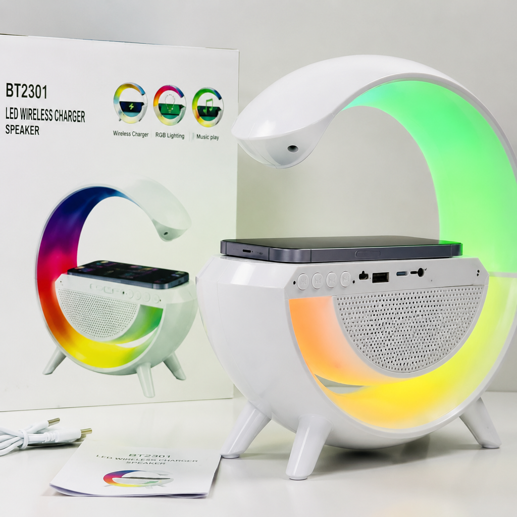 3-in-1 RGB LED Night Light with Wireless Charger & Bluetooth Speaker