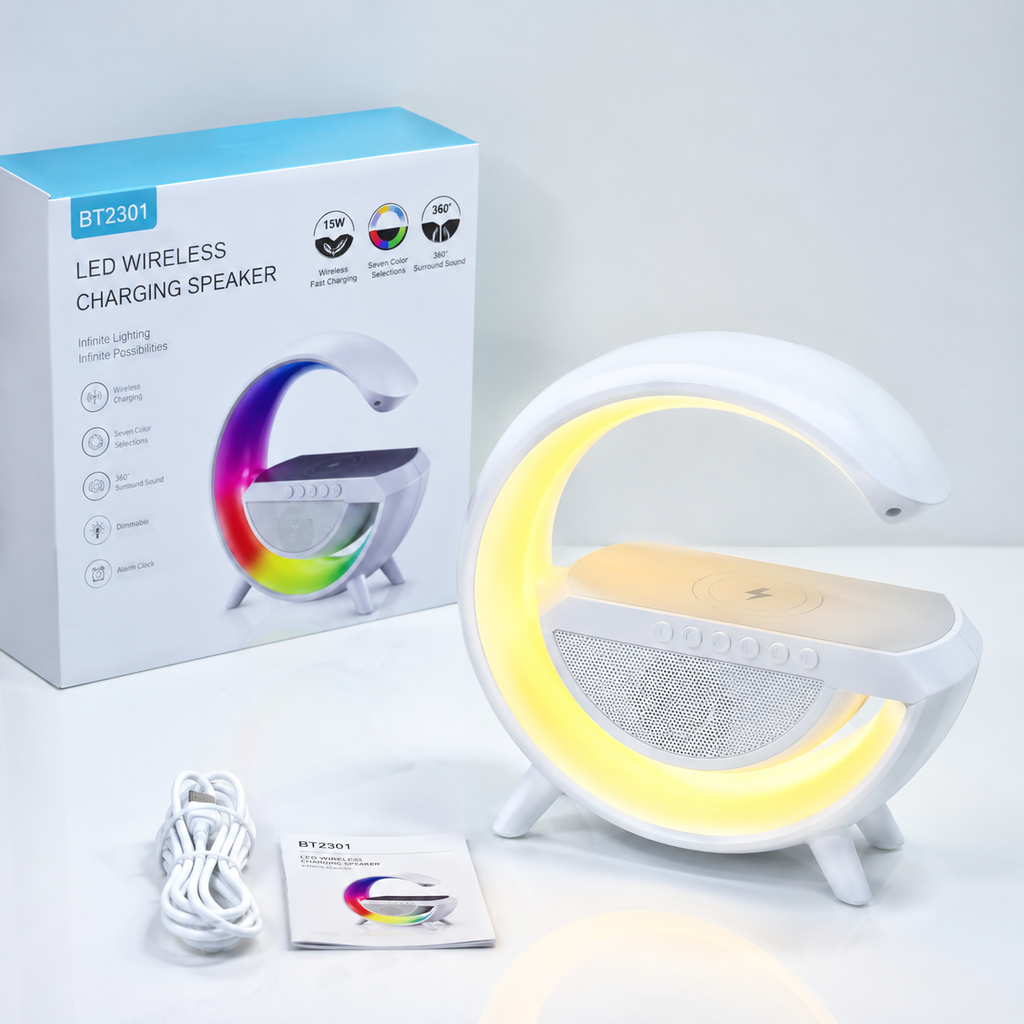 3-in-1 RGB LED Night Light with Wireless Charger & Bluetooth Speaker